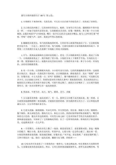 描写小狗外貌的句子 60句 第1段: 1.
