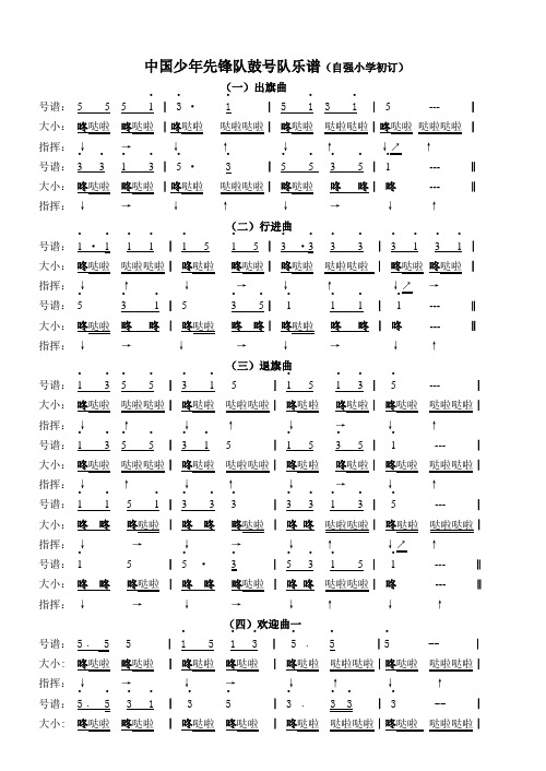 中国少年先锋队鼓号队乐谱(自强小学初订(一)出旗曲 号谱:5 55