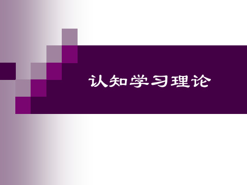 早期的认知学习理论 布鲁纳的认知发现学习理论 奥苏泊尔的有意义接受