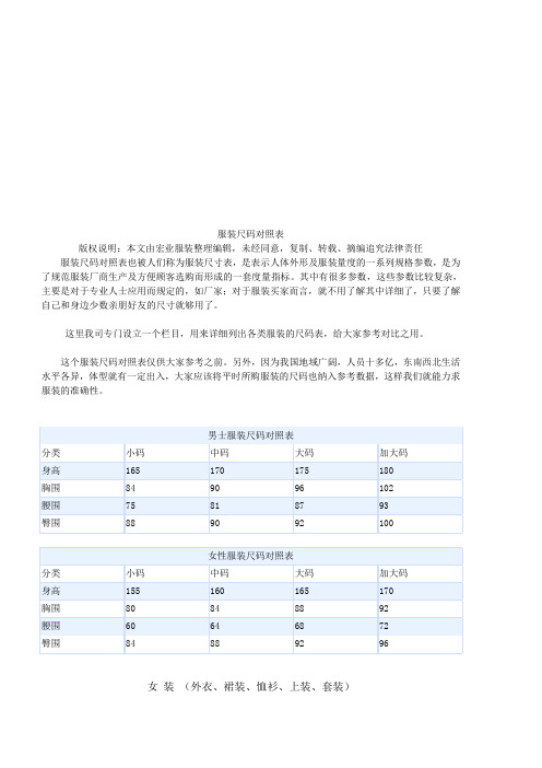 摘编追究法律责任 服装尺码对照表也被人们称为服装尺寸表,是表示人体