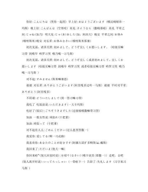 0人下载 日语日常用语中文