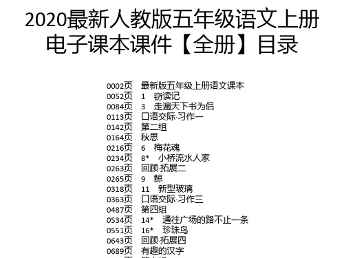 2020最新人教版五年级语文上册 电子课本课件【全册】目录 0002页