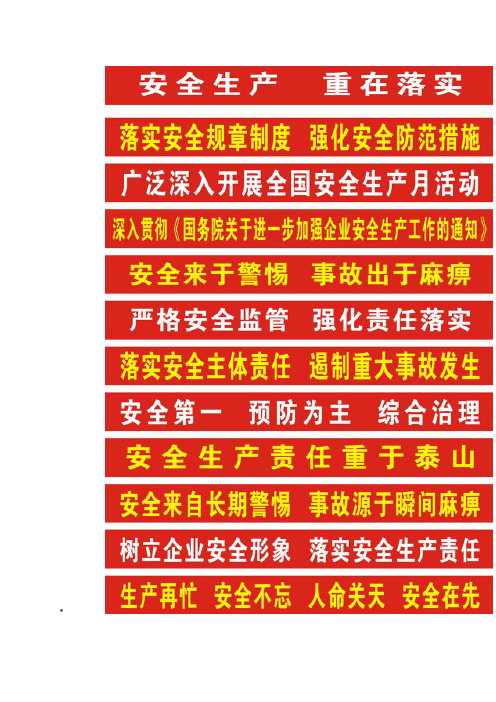 安全生产横幅标语|安全条幅标语文字内容/颜色可根据客户定制,以下是