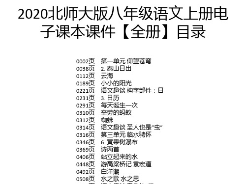 2020北师大版八年级语文上册电 子课本课件【全册】目录 0002页 0038