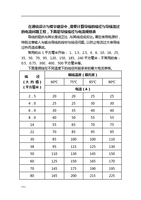 电线平方与电流对照表 百度文库