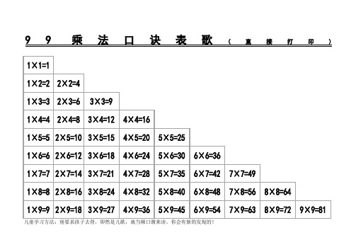 乘法口诀表儿歌 - 百度文库