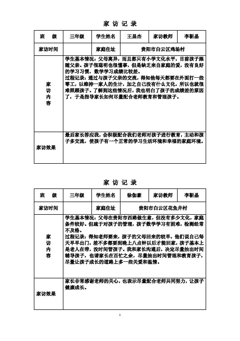 家访时间|家庭住址|贵阳市白云区鸡场村| 家|访|内|容|学生基本情况