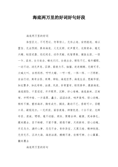 海底两万里的好词好句好段 海底两万里的好词 体型巨大,不可思议,何等