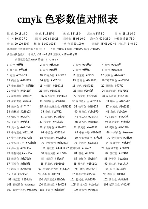 cmyk色卡对照表 - 百度文库