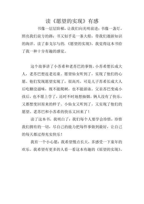 愿望的实现的故事读后感 - 百度文库