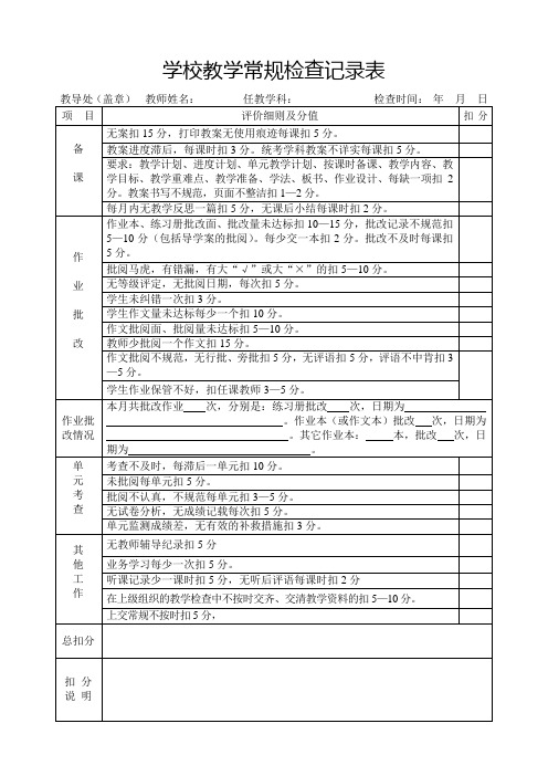 教導處教案檢查記錄表 - 百度文庫