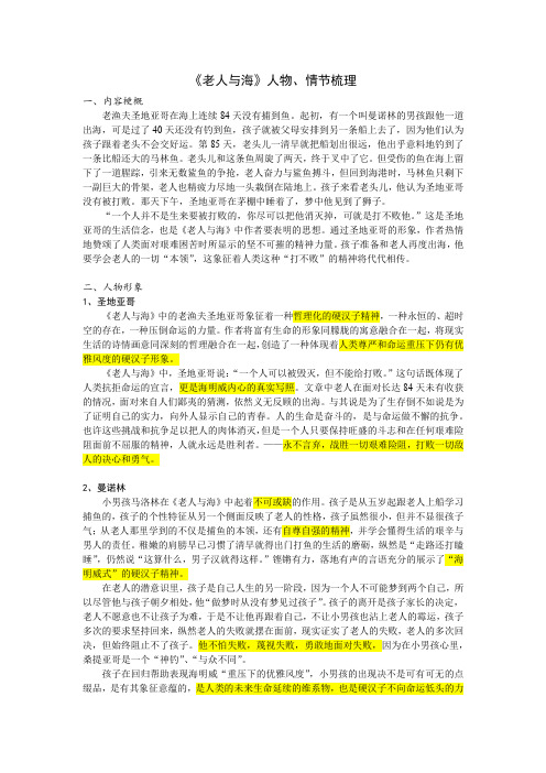 《老人与海》人物,情节梳理 一,内容梗概 老渔夫圣地亚哥在海上连续84