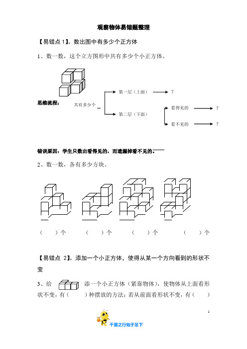 观察物体易错题整理【易错点1,数出图中有多少个正方体1,数一数