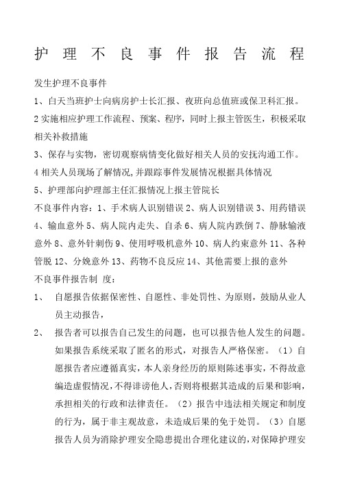 護理不良事件報告流程 發生護理不良事件1,白天當班護士向病房護士長