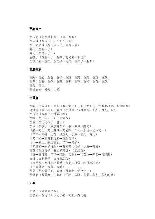 贾府旁支 贾代儒(司贾家私塾(孙-贾瑞 贾琼母(贾琼-子,四姐儿