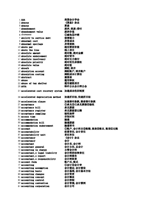 财务会计英语常用单词 百度文库