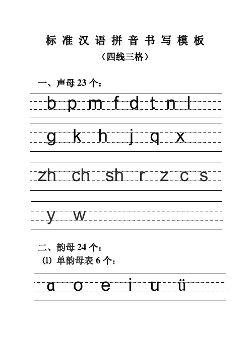 zhchshrzcs y w 二,韻母24個:⑴單韻母表6個: ɑeiuü ⑵9個複韻母