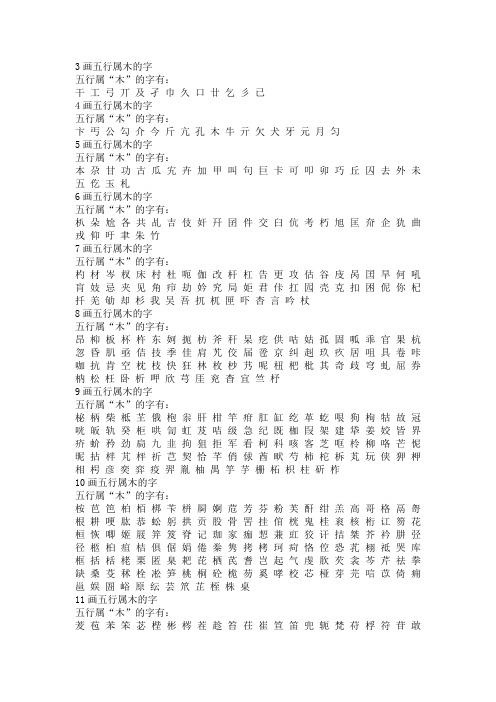 五行属金木水火土的字 百度文库