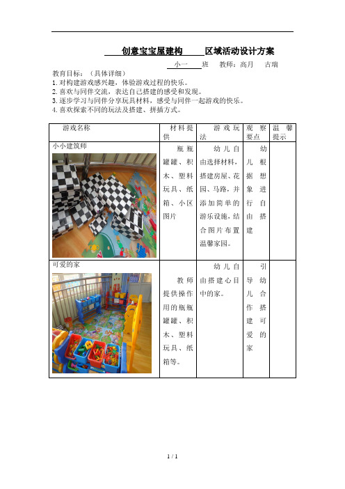 幼儿园区域活动设计方案 - 百度文库