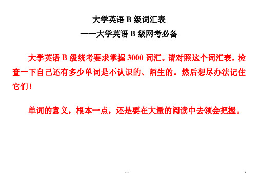 大学英语b级词汇表—大学英语b级网考必备大学英语b级统考要求掌握