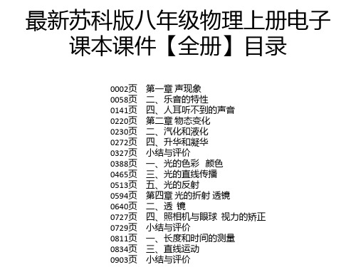 最新苏科版八年级物理上册电子 课本课件【全册】目录 0002页 0058页