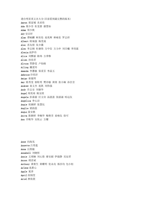 英文名大全 百度文库