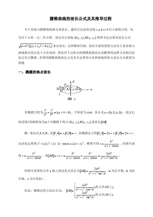 圓錐曲線的弦長公式及其推導過程 關於直線與圓錐曲線相交求弦長,通用