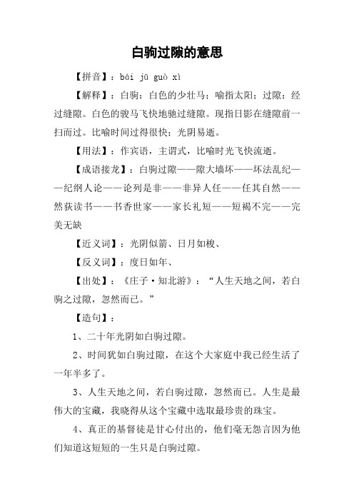 白驹过隙什么意思啊 - 百度文库