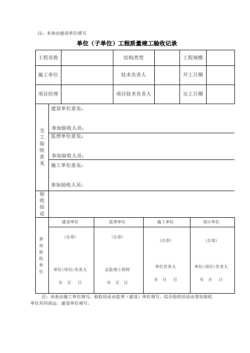 日期|项目经理|项目技术负责人|完工日期|交工验收意见|建设单位意见