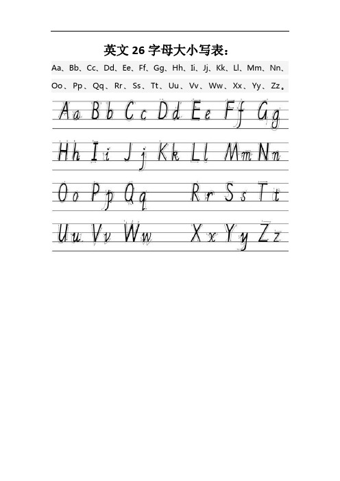 英文26字母大小写表: aa,bb,cc,dd,ee,ff,gg,h