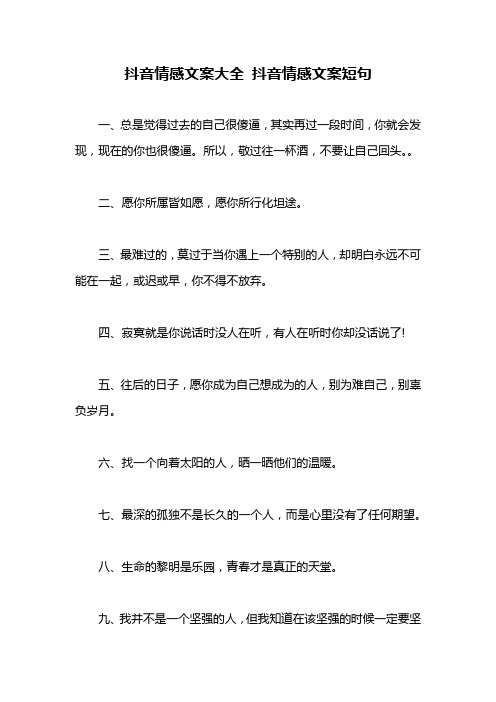 抖音情感文案大全 抖音情感文案短句 一,总是觉得过去的自己很傻逼