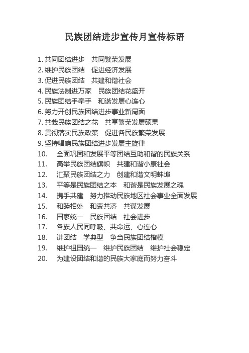 促进民族团结共建和谐社会 4.民族法制进万家民族团结花盛开 5.