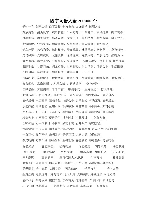 四字词语大全200000个 千钧一发刻不容缓迫不及待十万火急火烧眉毛