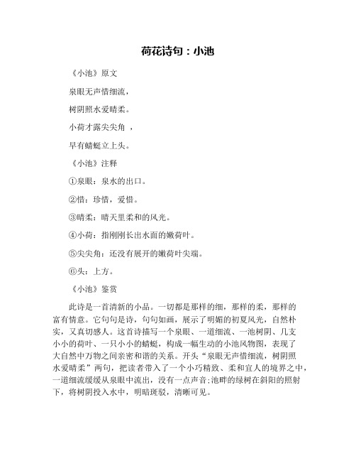 小荷才露尖尖角 , 早有蜻蜓立上头.