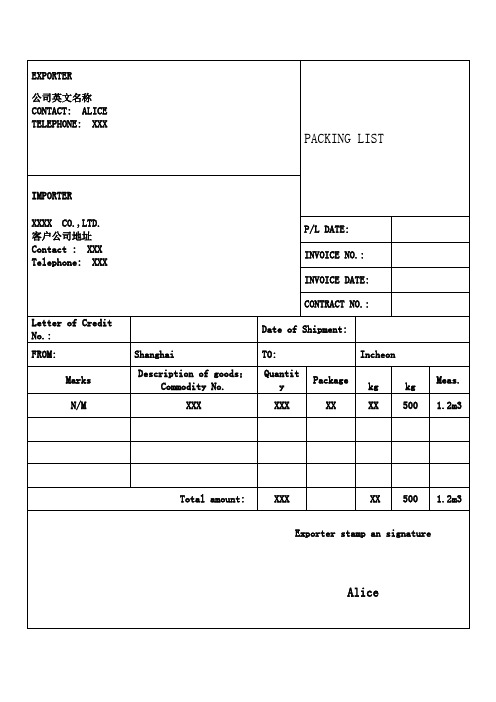 装箱单样本 - 百度文库