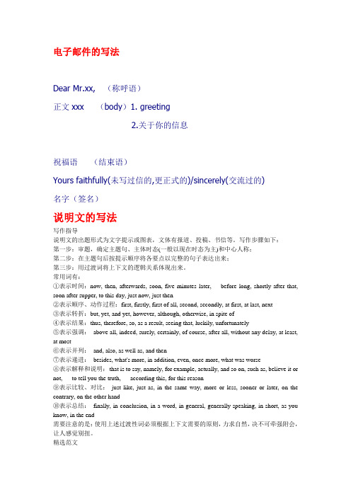 电子邮件的写法 dear mr.xx,(称呼语)正文xxx(bdy)1. greeting 2.