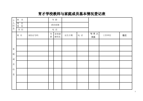 育才学校教师与家庭成员基本情况登记表 个人|信|息|姓名| 年龄|现住