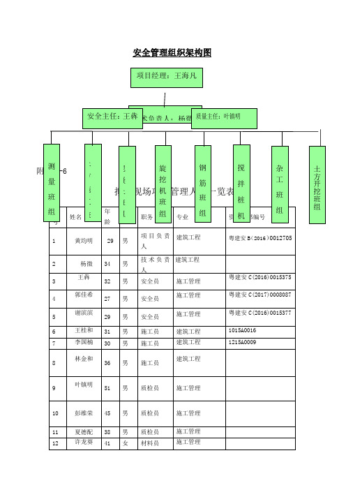 安全管理组织架构图 附件2-6 拟派现场项目管理人员一览表 序号|姓名