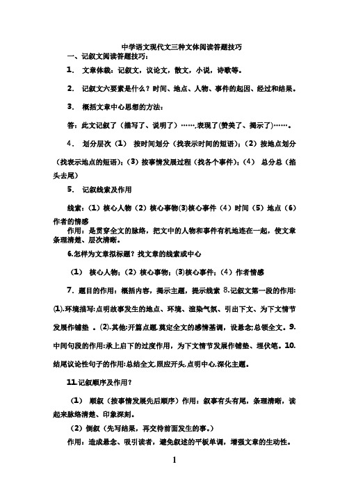 文章體裁:記敘文,議論文,散文,小說,詩歌等.2.記敘文六要素是什麼?