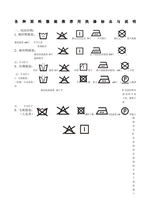 衣服洗滌標誌說明 - 百度文庫