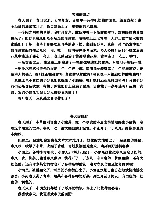 美丽的田野作文 - 百度文库