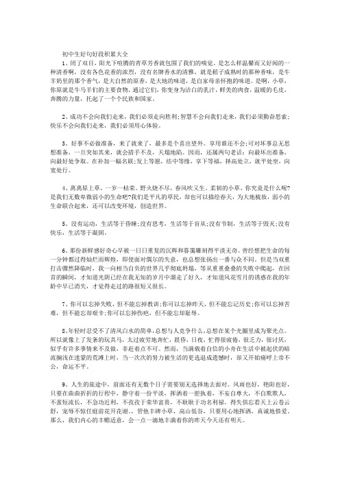 初中生好句好段积累大全 1,闭了双目,阳光下喧腾的青草芳香就包围了