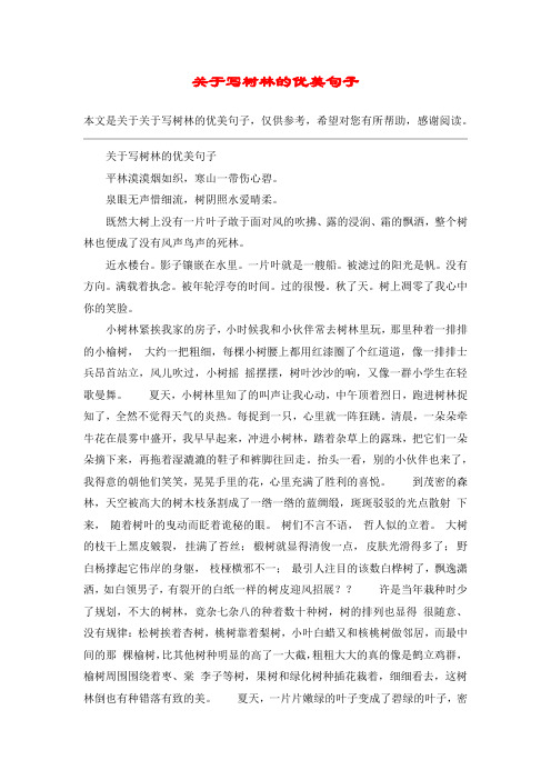 关于写树林的优美句子平林漠漠烟如织,寒山一带伤心碧.
