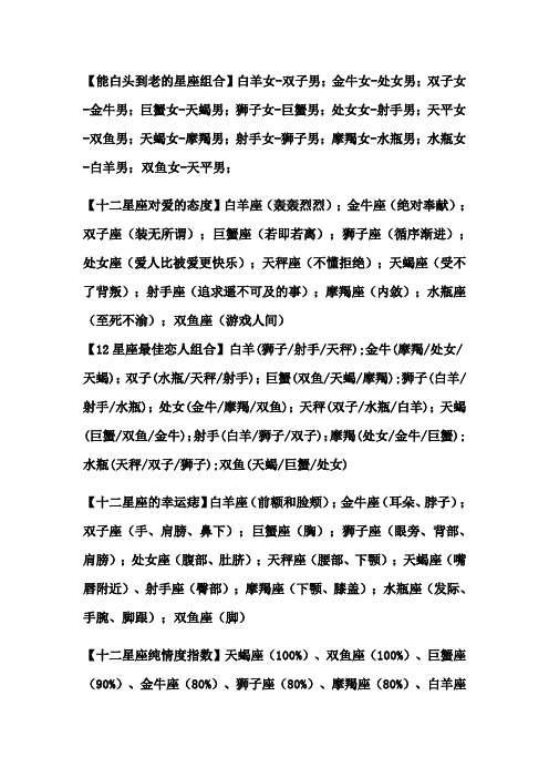 【能白头到老的星座组合】白羊女-双子男;金牛女-处女男;双子女-金牛