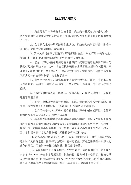 狼王梦的好词好句摘抄 - 百度文库