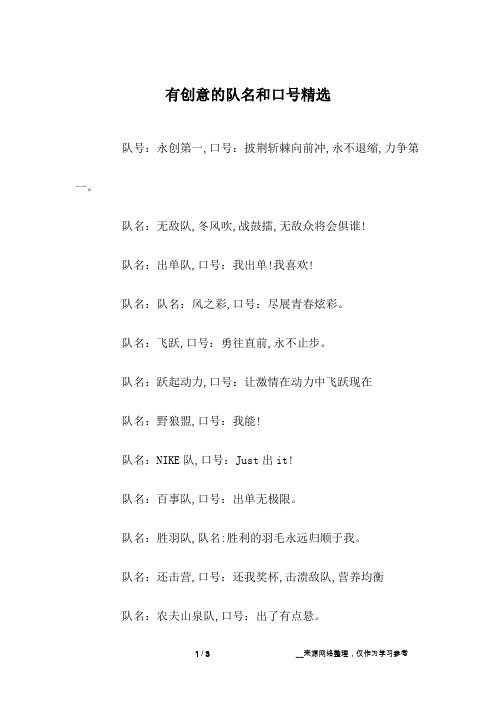 队名:飞跃,口号:勇