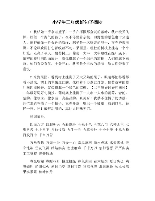 小学生二年级好句子摘抄 1.