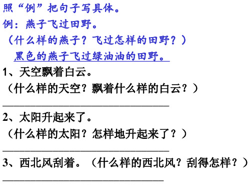 例:燕子飞过田野. (什么样的燕子?飞过怎样的田野?