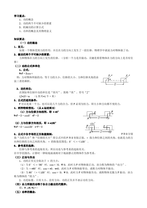 定義:如果一個物體受到力的作用,並且在力的方向上發生了一段位移