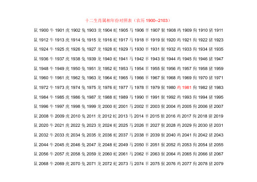 十二生肖出生年份表 - 百度文庫